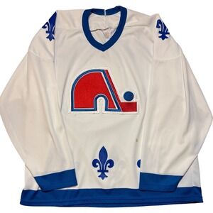 80s CCM Quebec Nordiques Hockey Jersey Mens XL White Good Vintage NHL Throwback